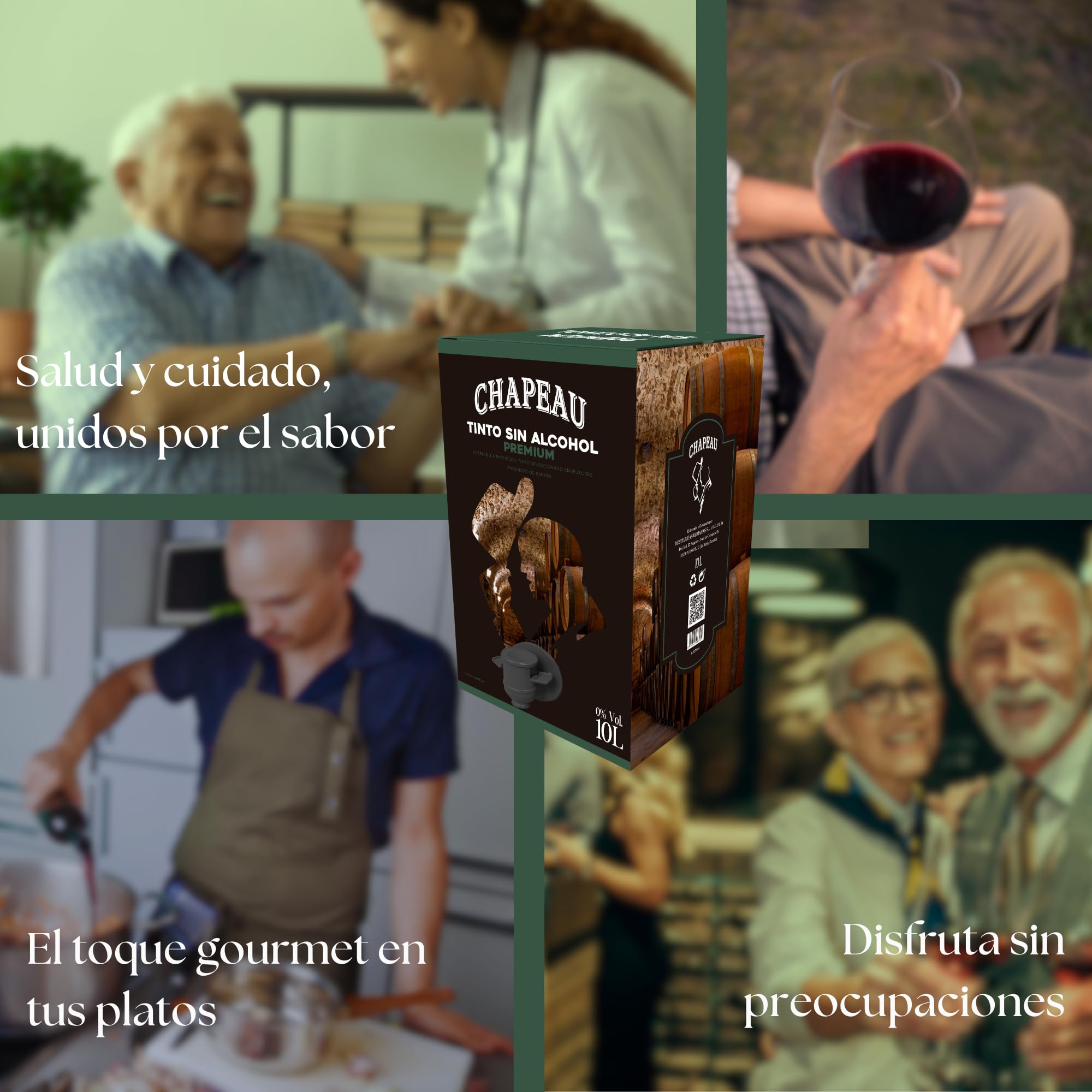 CHAPEAU Vin rouge Premium 0,0 % sans alcool 10 l Sac en boîte | Vin déalcoolisé avec douces notes de chêne | Idéal pour une vie saine, la cuisine, le traitement médical | Sûr et sain | Fabriqué à La