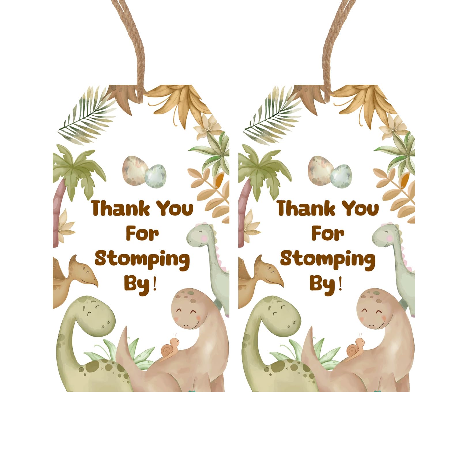 50 étiquettes dinosaure bohème en beige avec ficelle pour fête prénatale