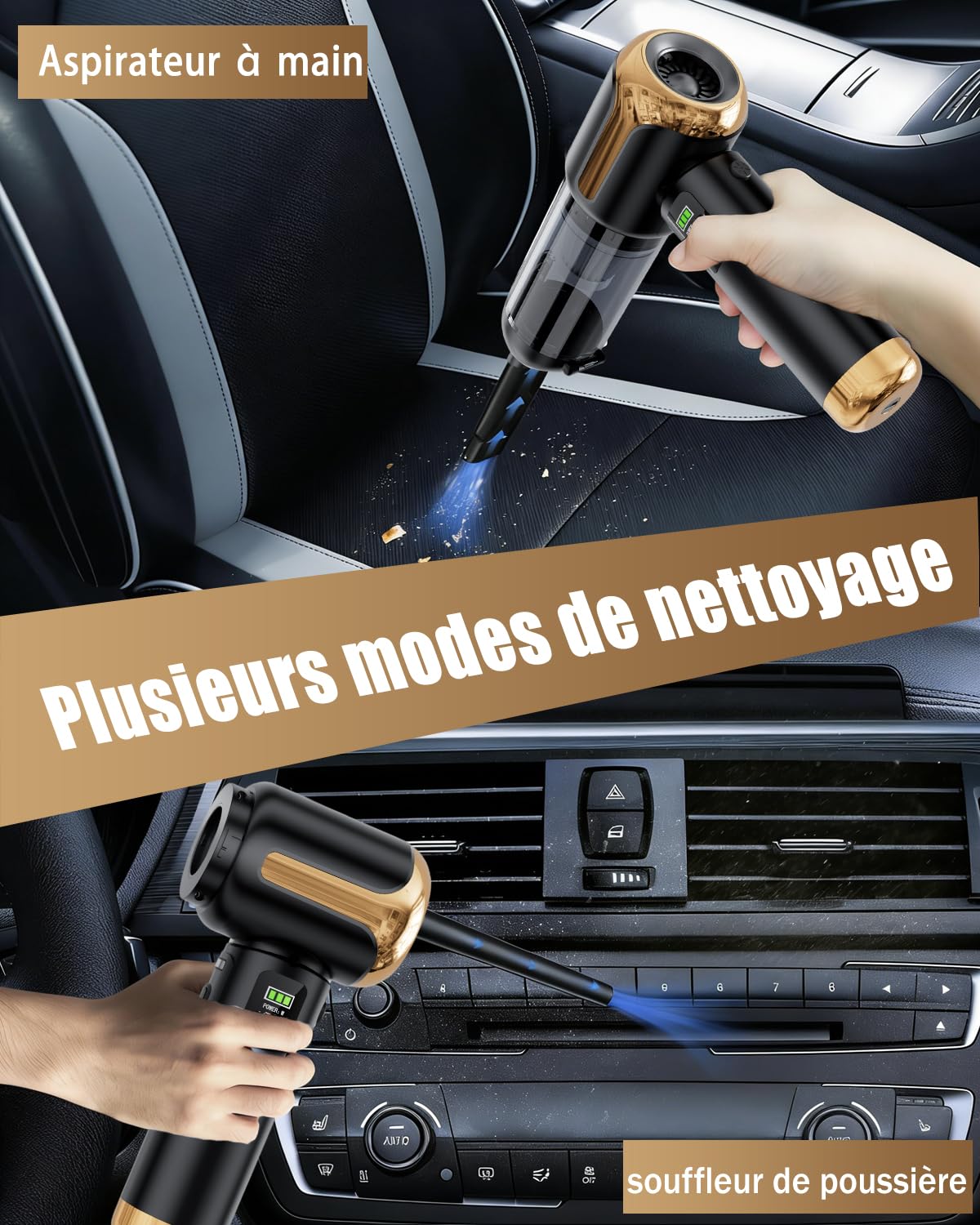 Aspirateur à Main sans Fil Puissant 27000 Pa pour Voiture