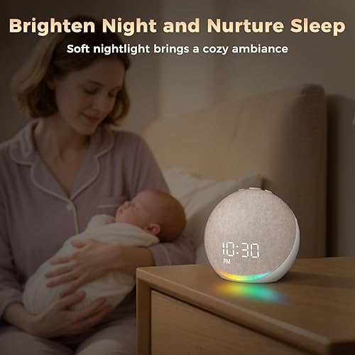 Miniatura 7 de Reloj despertador de máquina de sonido para dormitorio 25 sonidos naturales de sueño - Máquina de ruido blanco para adultos, niños y bebés - Alarma