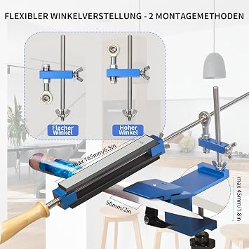 Knife Sharpening System - Fixed Angle Knife Sharpener with Quick Release Profi Messerschärfer BY-002S Messerschleifer - 4 Diamantsteine 2 Wassersteine Polierkit – ideal für Küchen- und Jagdmesser