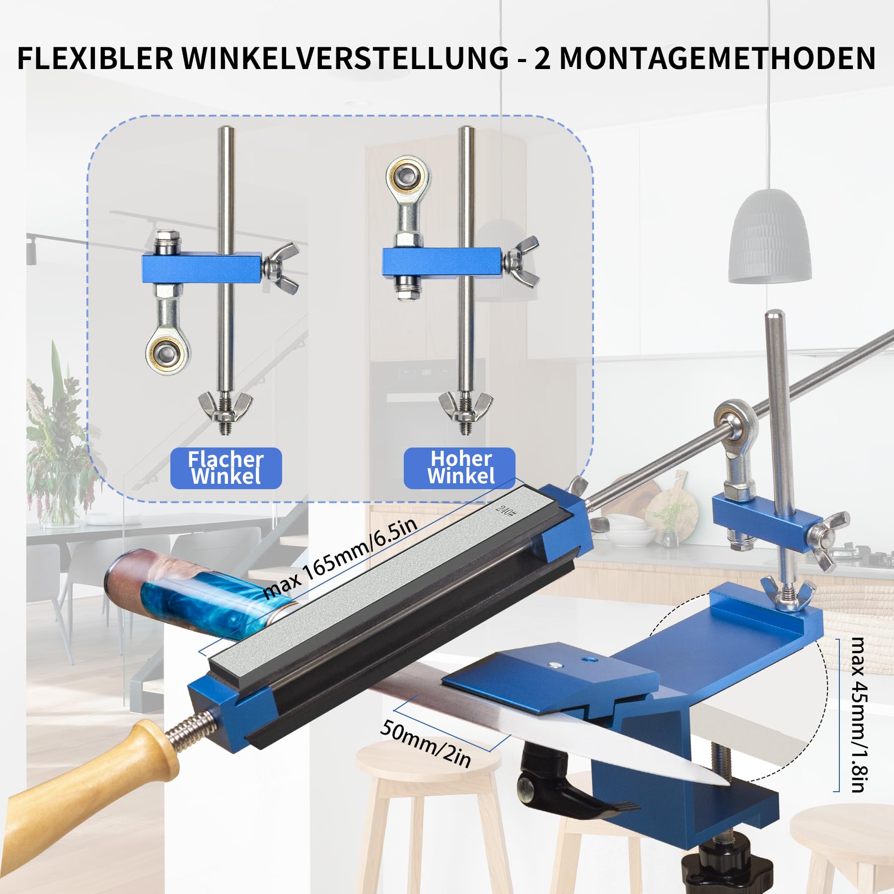 CWOVRS Messerschärfer Profi, Professioneller Messerschärfer mit Schnellspann-Design, Festwinkel Messerschärfsystem Kit Schleifmittel-Haltesystem für Feinschleif-Polierwerkzeug, 9+1