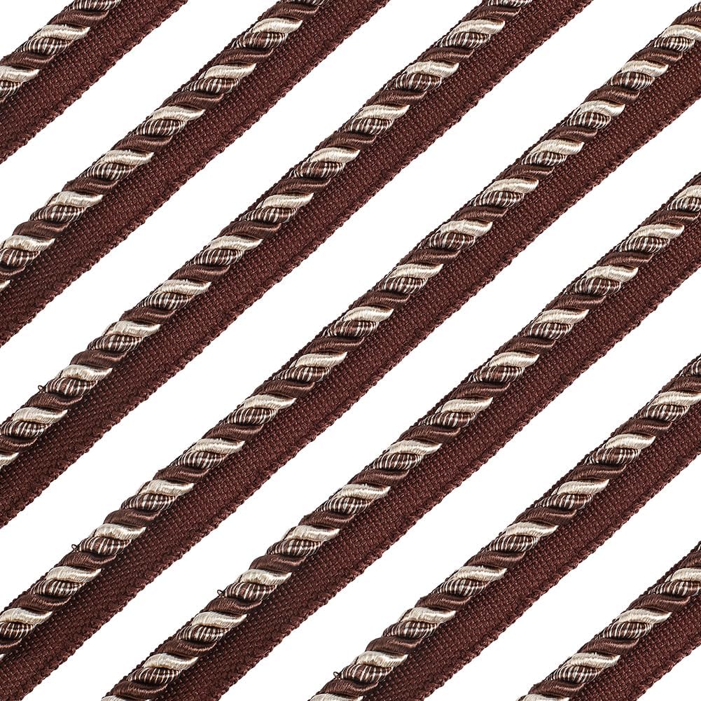 GORGECRAFT 13.67 Yards Twisted Cord Trim 0.63" Polyester Twist Lip Rope Decorative Braided Upholstery Cording Thread String Ribbon for Home Decor Curtain Tieback Drapery Edging Sewing Crafting