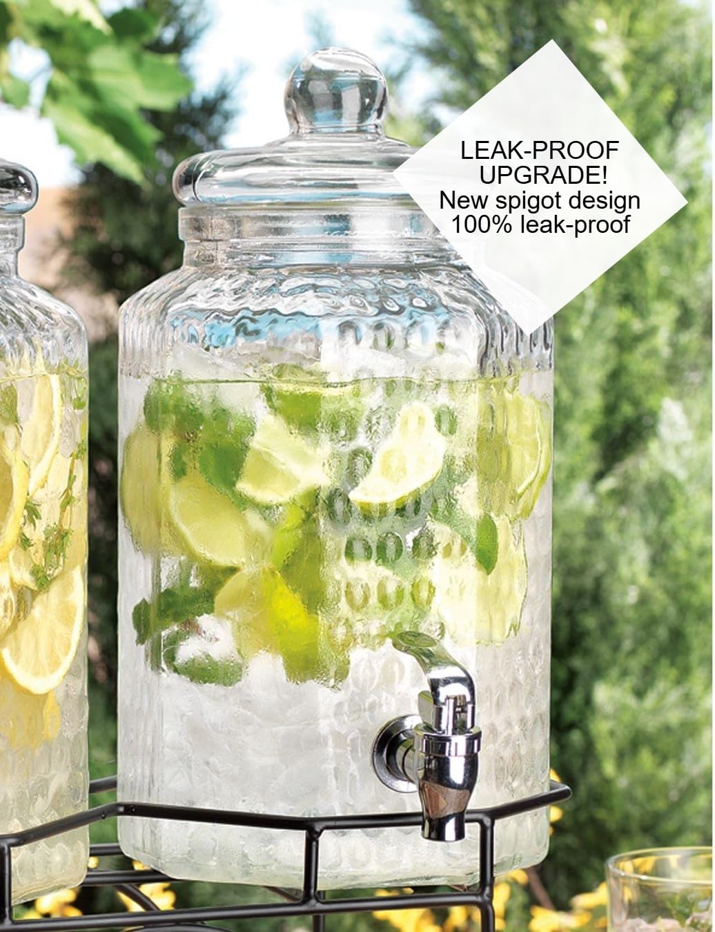MosJos 3-Piece Glass Drink Dispenser Set - Clear, Classic Iced