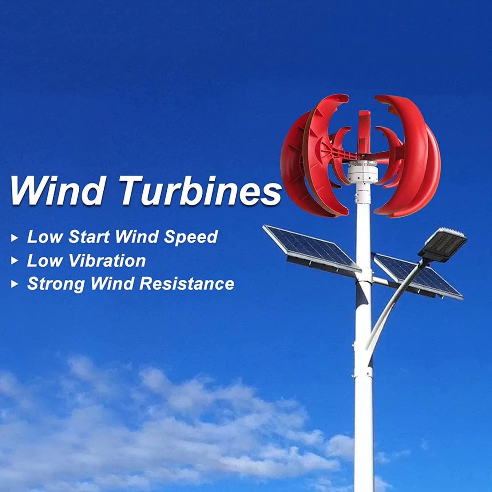 Turbina Eólica de 400W Generador Vertical de Viento de 5 Palas Equipo Productor de Electricidad para Barcos Terrazas Cabinas o Casas Móviles Carga,24V