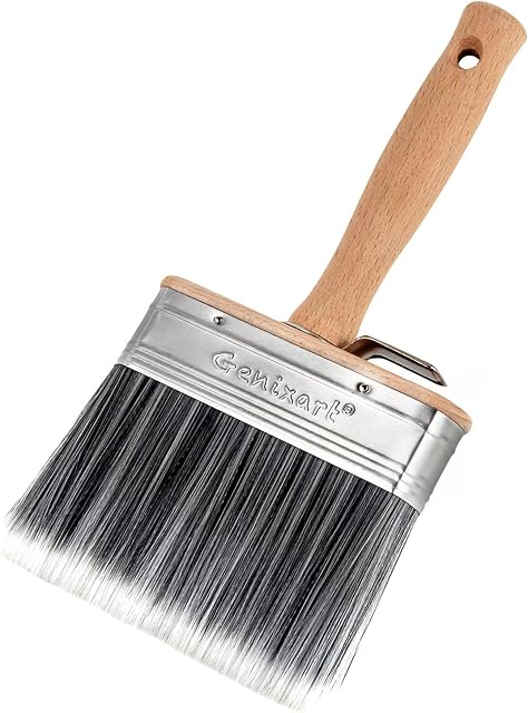 Shed & Fence Block Paint Brush, 5 inch Wide Deck Stain Brush & Large Masonry Paintbrush for Concrete, Brick, Stone, Floor, Walls, Ceilings, Wooden Base Screwed for Threaded Extension Pole