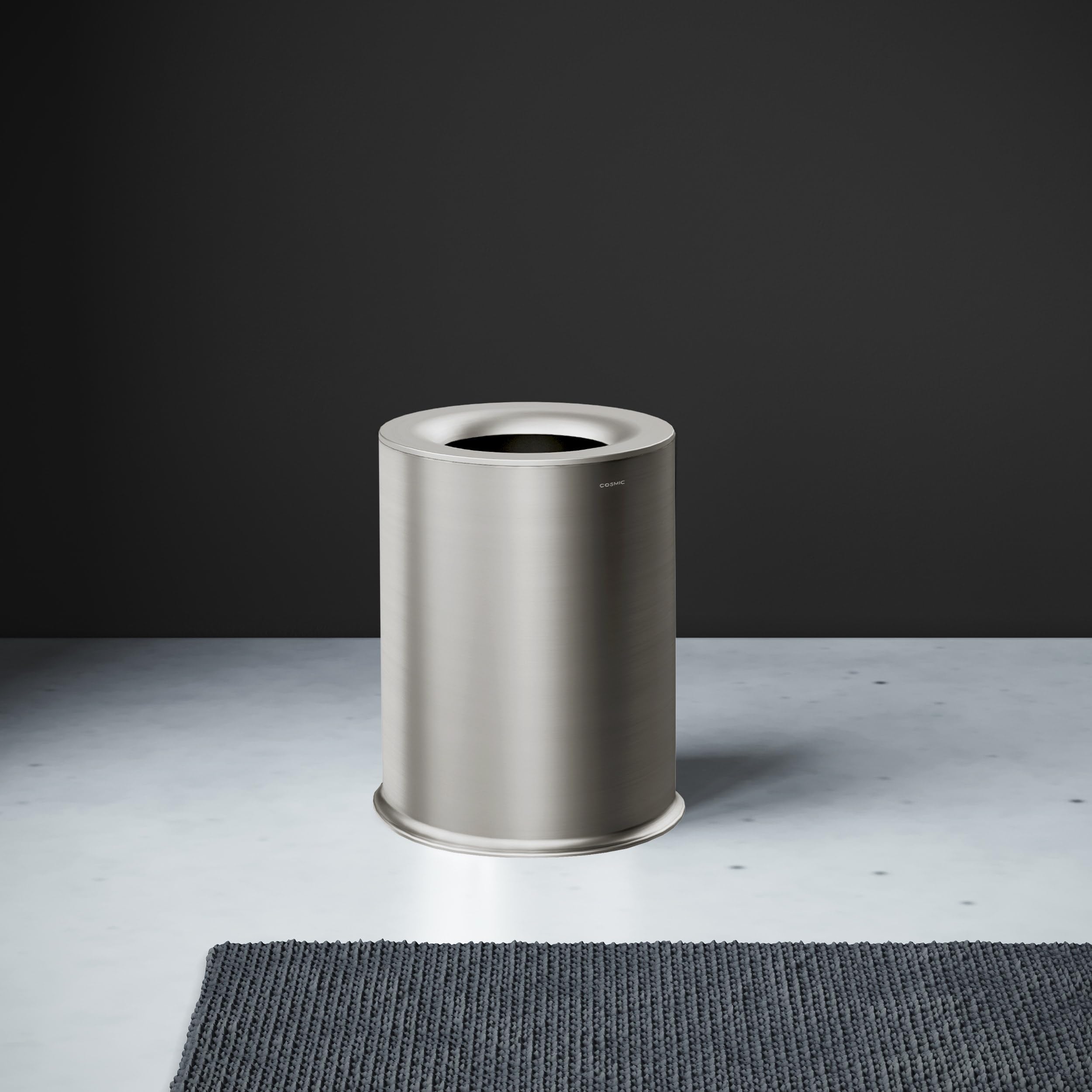 COSMIC Architect Sp Papelera de Baño y Cocina Sin Tapa Fabricada en Metal de Diseño Moderno y 5L de Capacidad. Cubo de Basura Redondo y Pequeño para Aseo de Color Acero Inoxidable Mate