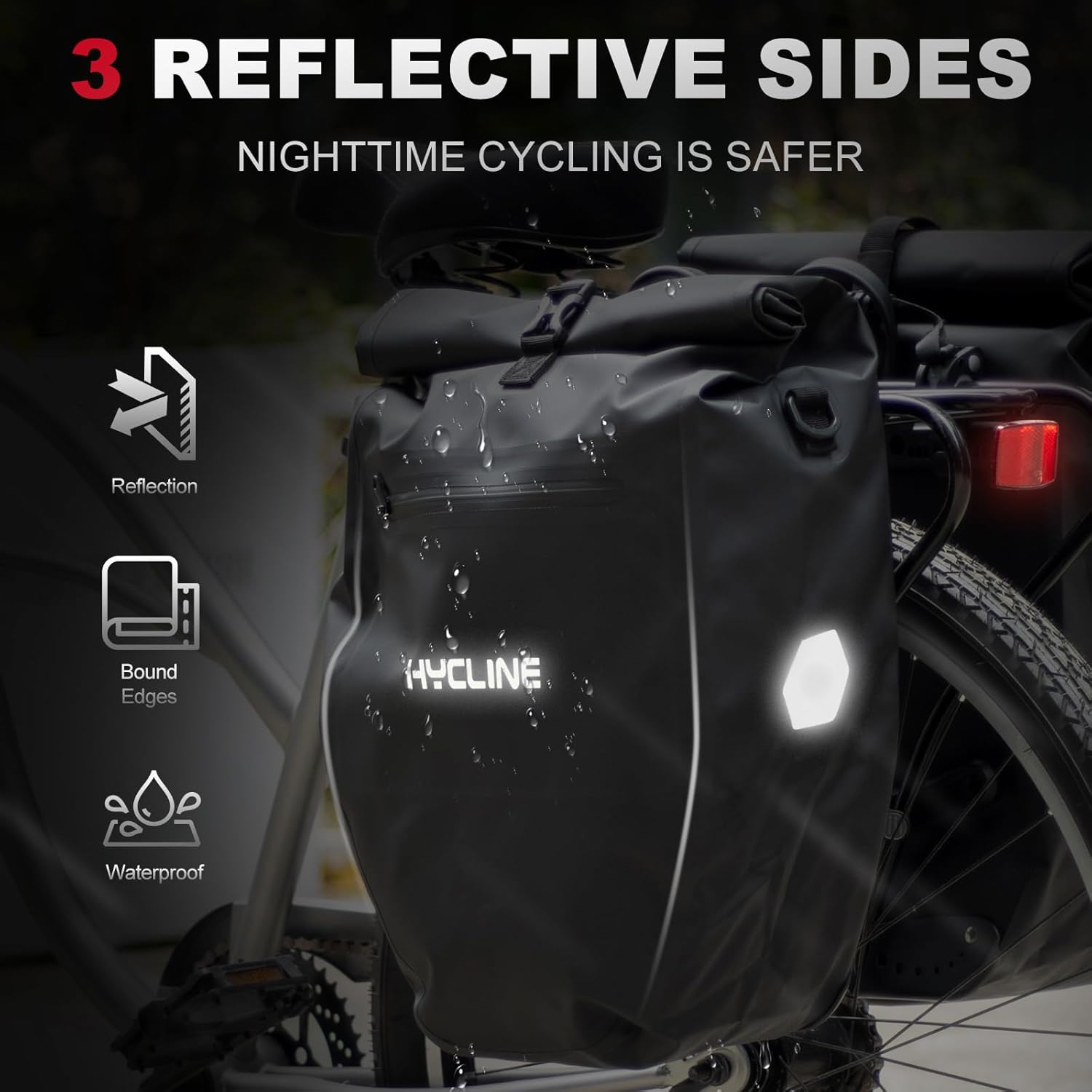 Hycline Waterproof Bike Panniers Bag: Bicycle Rear Rack Bags 28L Large Capacity with Dual Carrying Handle and Shoulder Strap for Commuting Cycling Traveling Touring Shopping - 1PC - Image 2