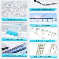 Vista 7 de Toldo azul moderno para ventana de patio, protección contra la lluvia y la nieve, refugio silencioso de policarbonato para jardín, porche, puerta