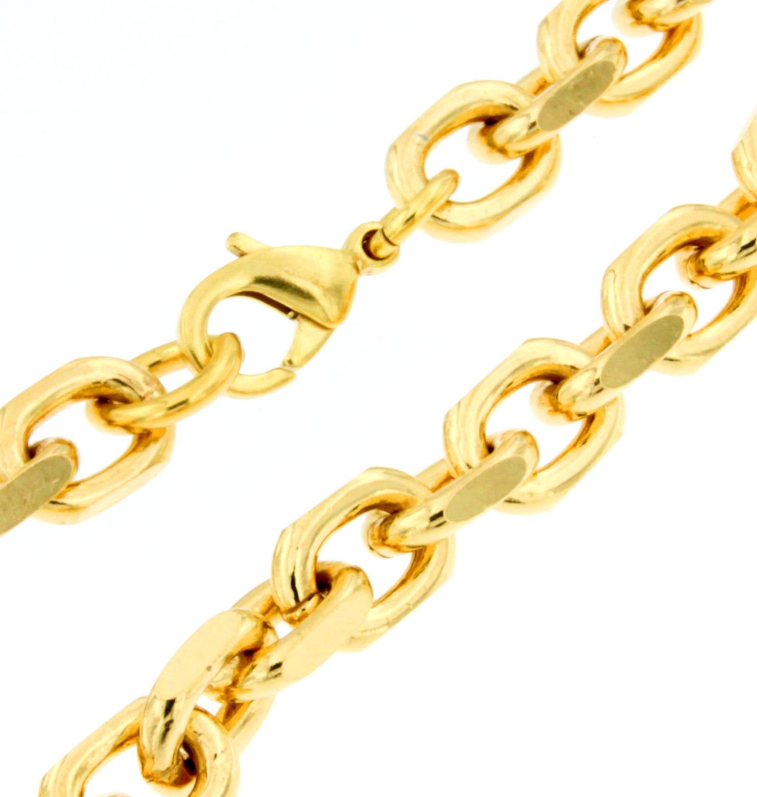 Bracciale con ancora placcato oro 6 mm larghezza 16 cm bracciale oro bracciale donna uomo gioielli dalla fabbrica tendenze Italy, Ottone placcato oro