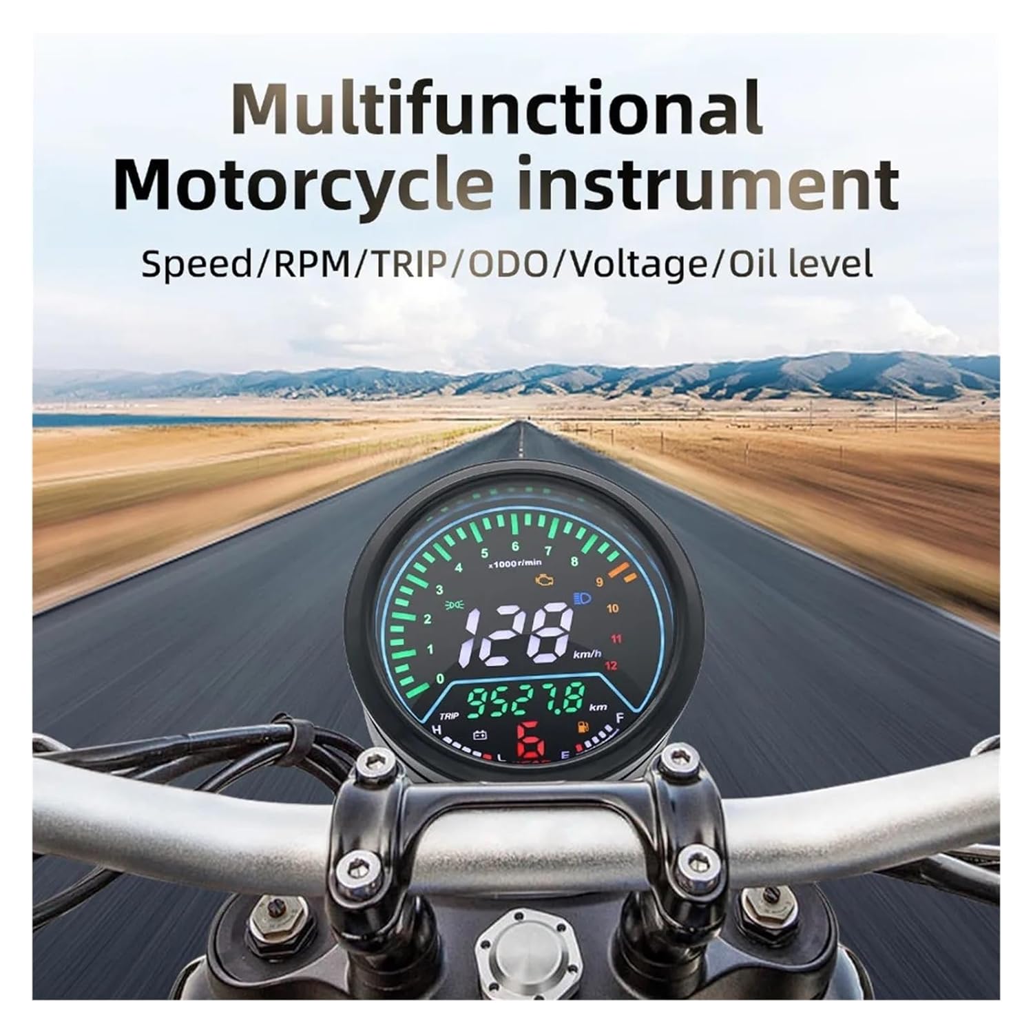 Motorcycle Speedometer Tachometer Universal Motorcycle Digital Speedometer Tachometer Fuel Gauge Dashboard Instrument Panel Meter Display