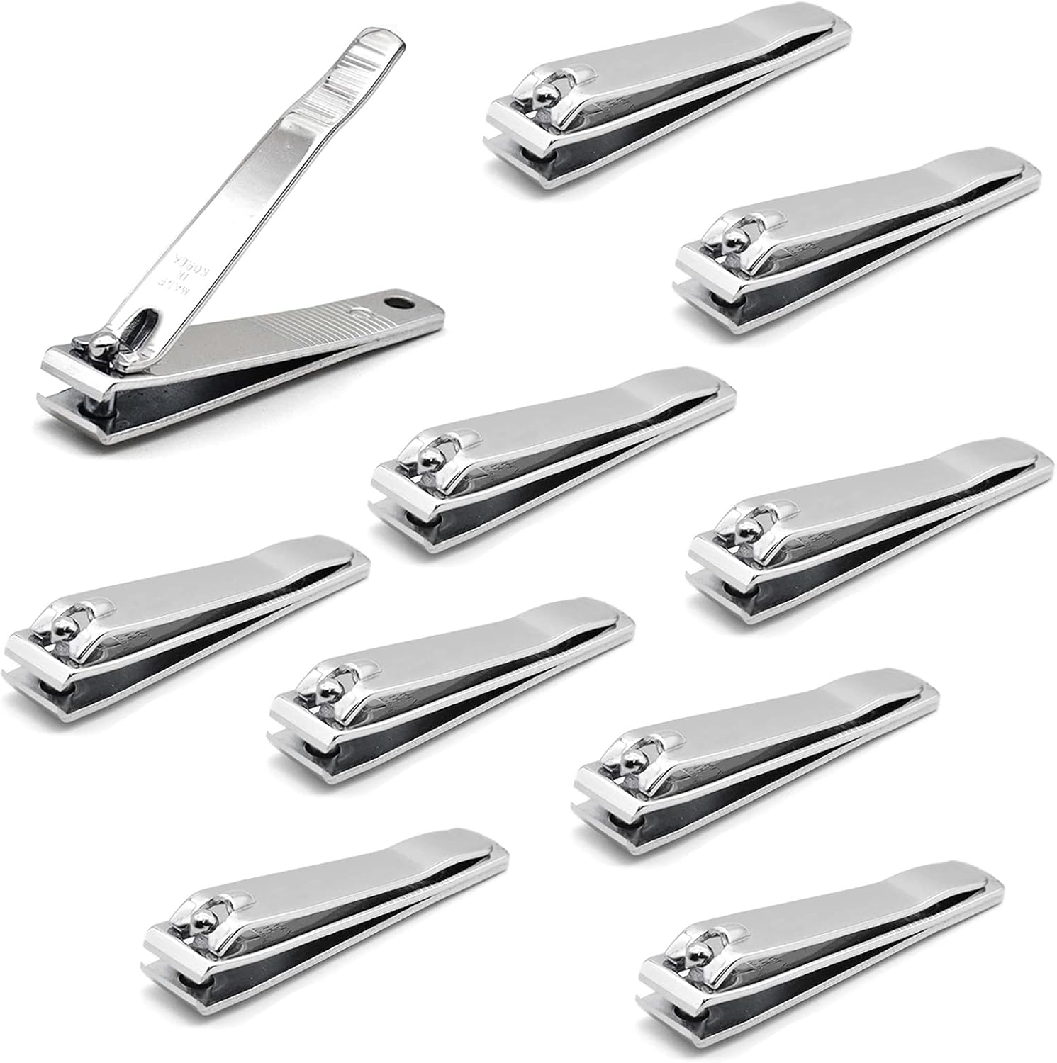 PrettyClaw | Nail Clipper Sharp Edge Finger Toe Nail Cutter Nail Trimmer Stainless Steel (Straight Edge (10 Pieces))