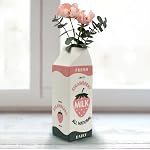 Retro Strawberry Milk Carton vase –Vintage Inspired Kawaii Ceramic -Pink Strawberry Flower vase -Cute Accent Decor for Your Home Kitchen Office