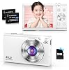 Digital Camera, 4K Digital Camera, Auto Focus, 48 Million Pixels, Conditial, 16x Digital Zoom, Image Stabilization, Vlog Selfie, Compact Camera, 2.8 Inch IPS Screen, 32 GB MicroSD Card Included, 2 Batteries, Lightweight, Portable, For Beginners, New Year's Party, Christmas, New Year, Travel