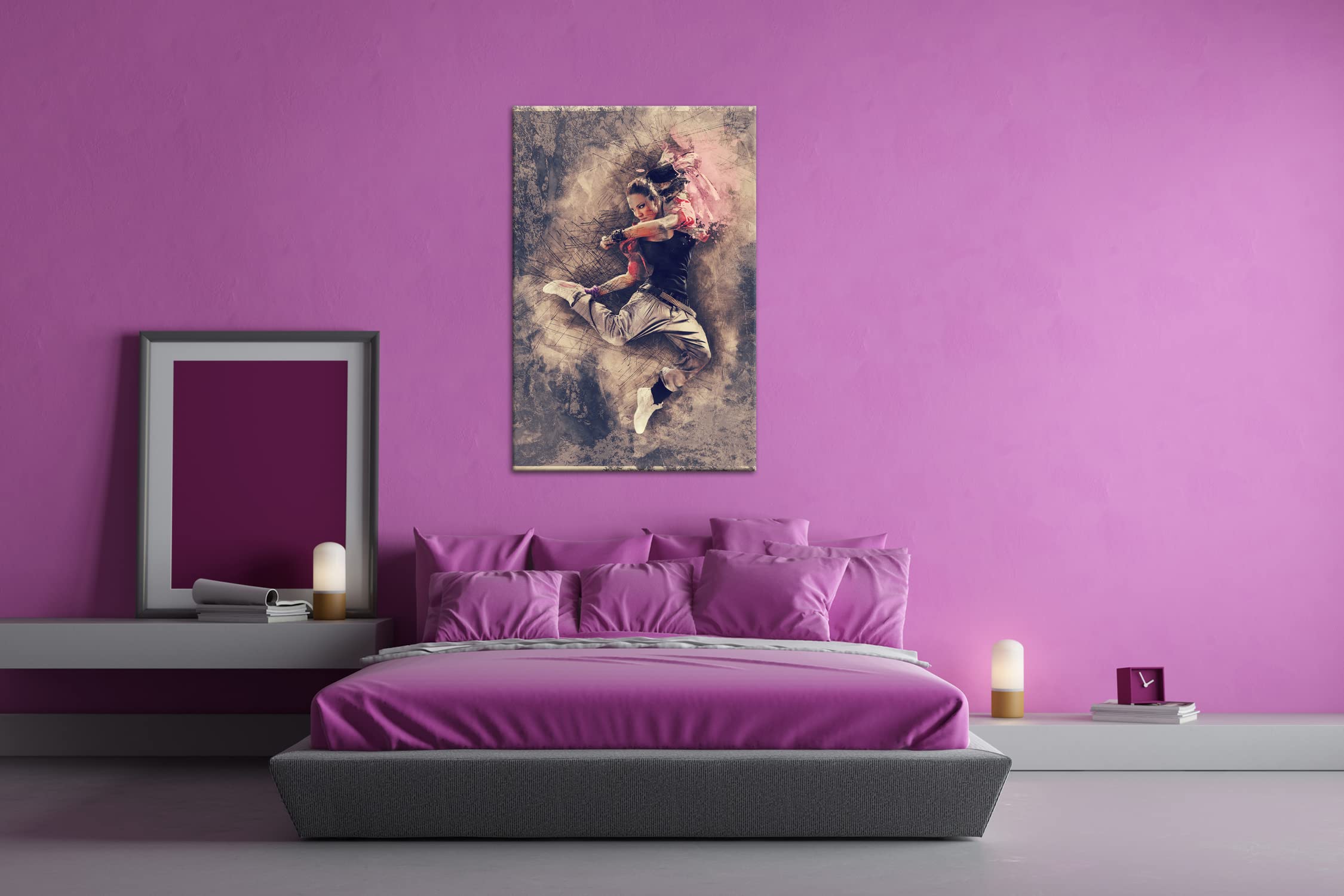 Ilustración de Mujer como Imagen de Lienzo, diseño Enmarcado en Marco de Madera auténtica, impresión Digital Marco, no es un póster o Cartel, 80x60