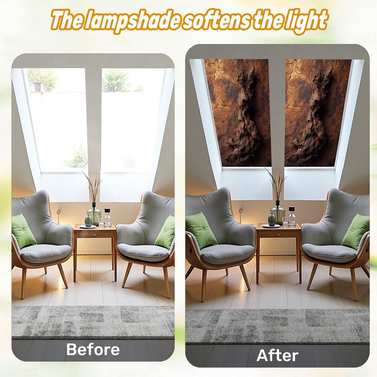 Fluorescent Light Covers for Ceiling Lights Dried Wooden snags Brown Vintage Easy to Install Magnetic Light Filter for Classroom Office Hospitals School Home Decor