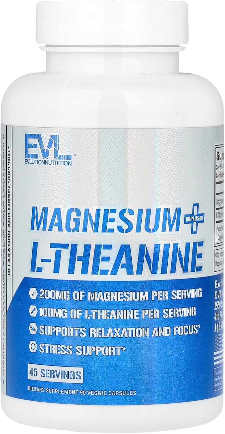 EVL Magnesium + L Theanine - Supports Relaxation & Focus - 45 Servings