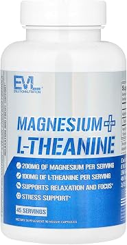 EVL Magnesium + L Theanine - Supports Relaxation & Focus - 45 Servings