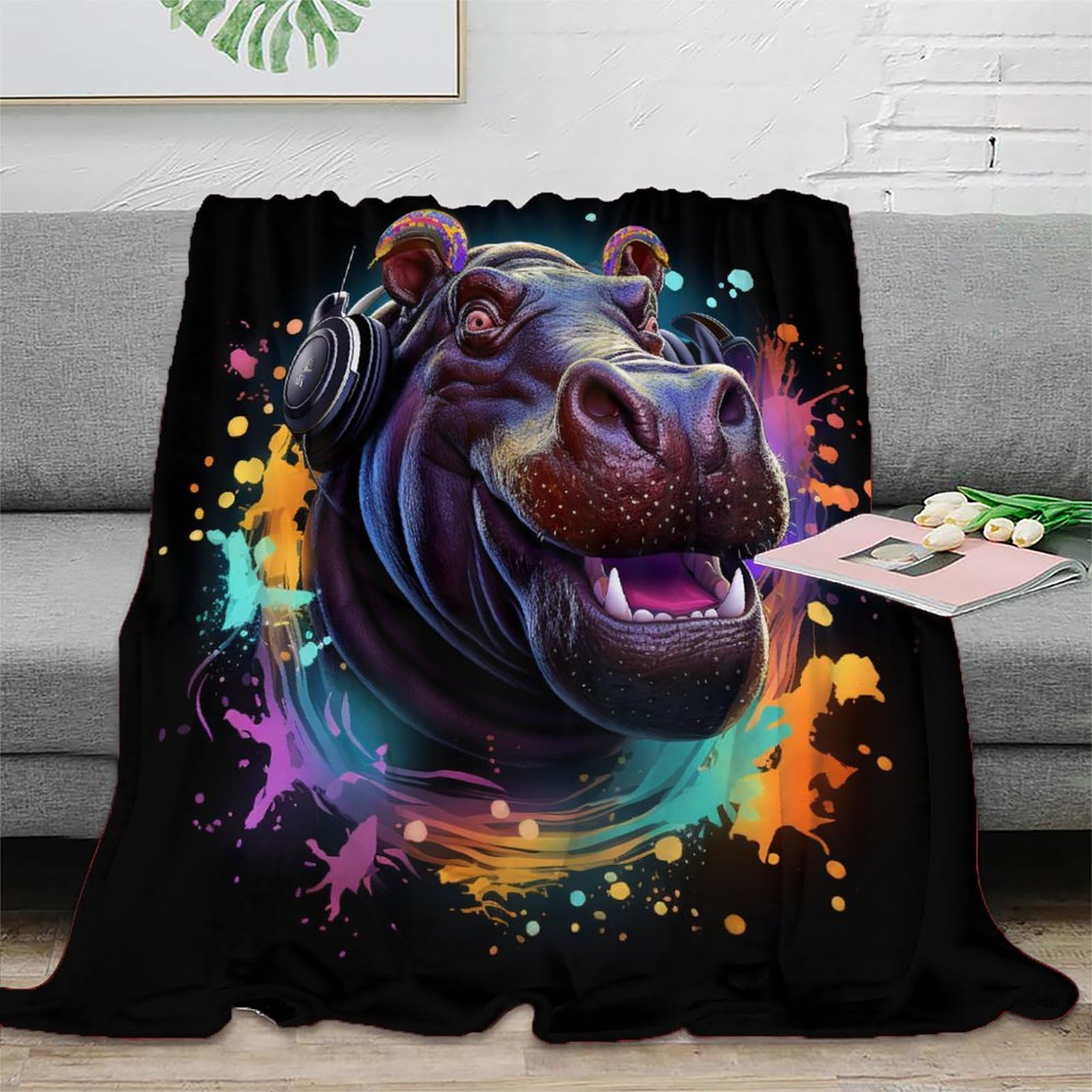 Couverture literie hippopotame flanelle chaude contre le froid du canapé
