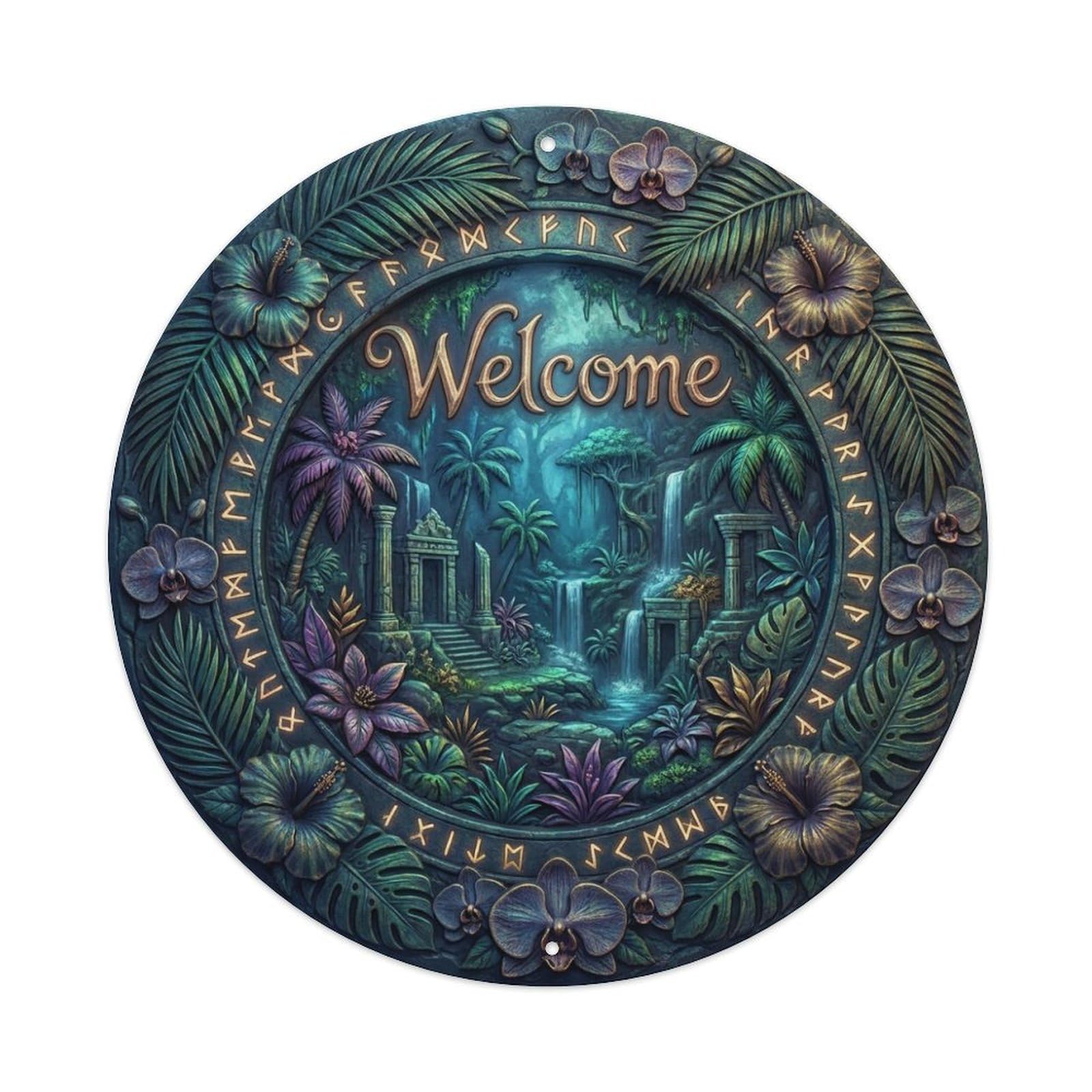 Metal Tin Sign Tropical Mystique Welcome Enigmatic Isle