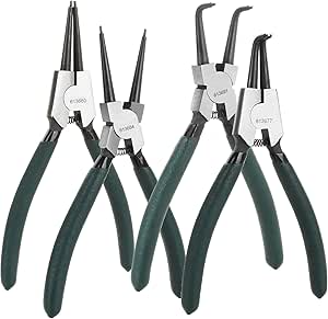 Lot De 4 Pinces à Circlips Professionnels 17,8 Cm Pour Circlips Internes Externes Droits, Courbés Avec Sac Portable