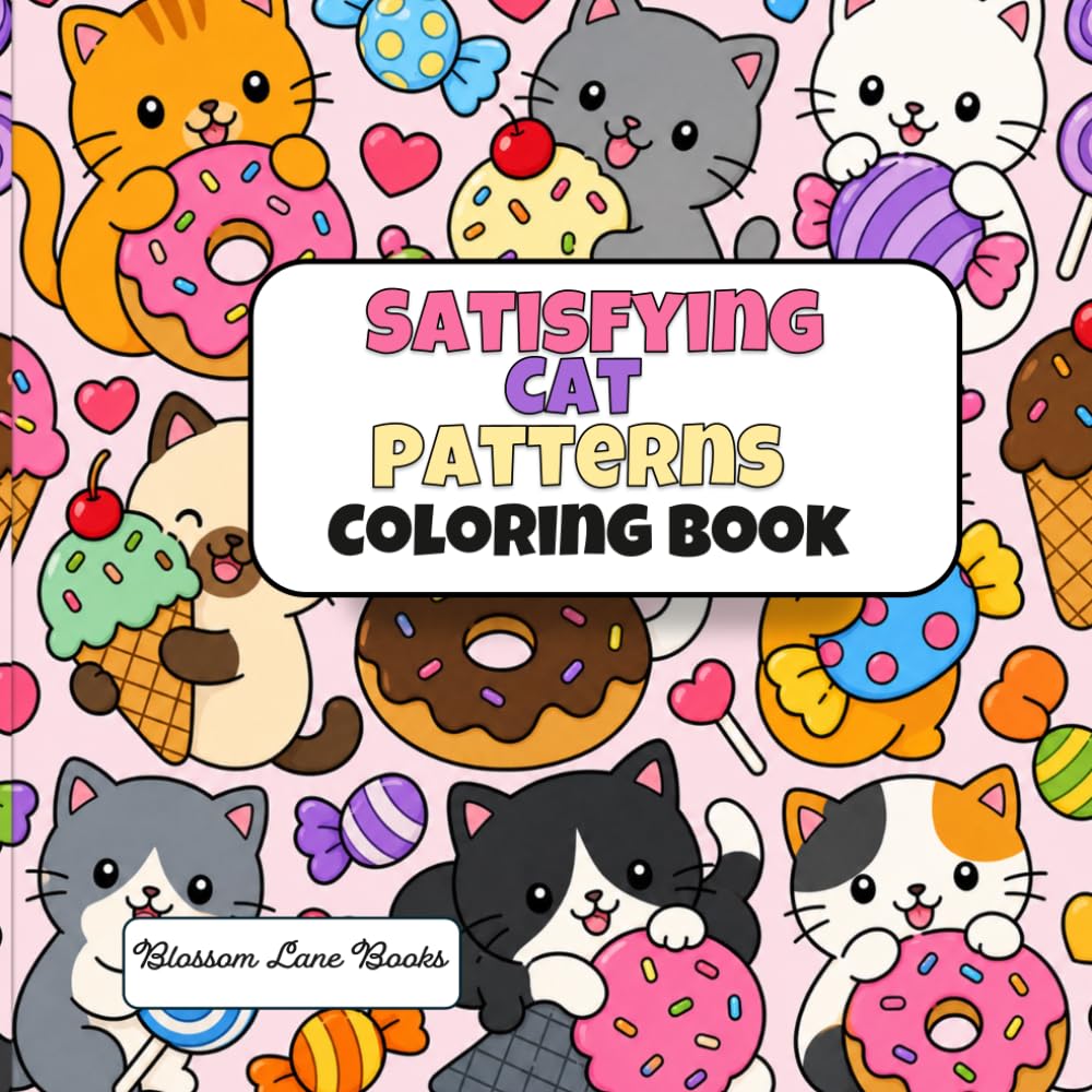 Satisfying Cat Patterns Coloring Book: Bold and Easy Repeating Cat Designs for Relaxation, Stress Relief, and Cozy Coloring Moments