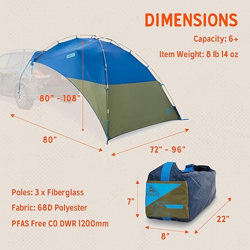 Miniatura 3 de Kelty Sideroads - Toldo de refugio para campamento, portón trasero y viajes a la playa de verano, protección contra elementos y rayos UV, montaje