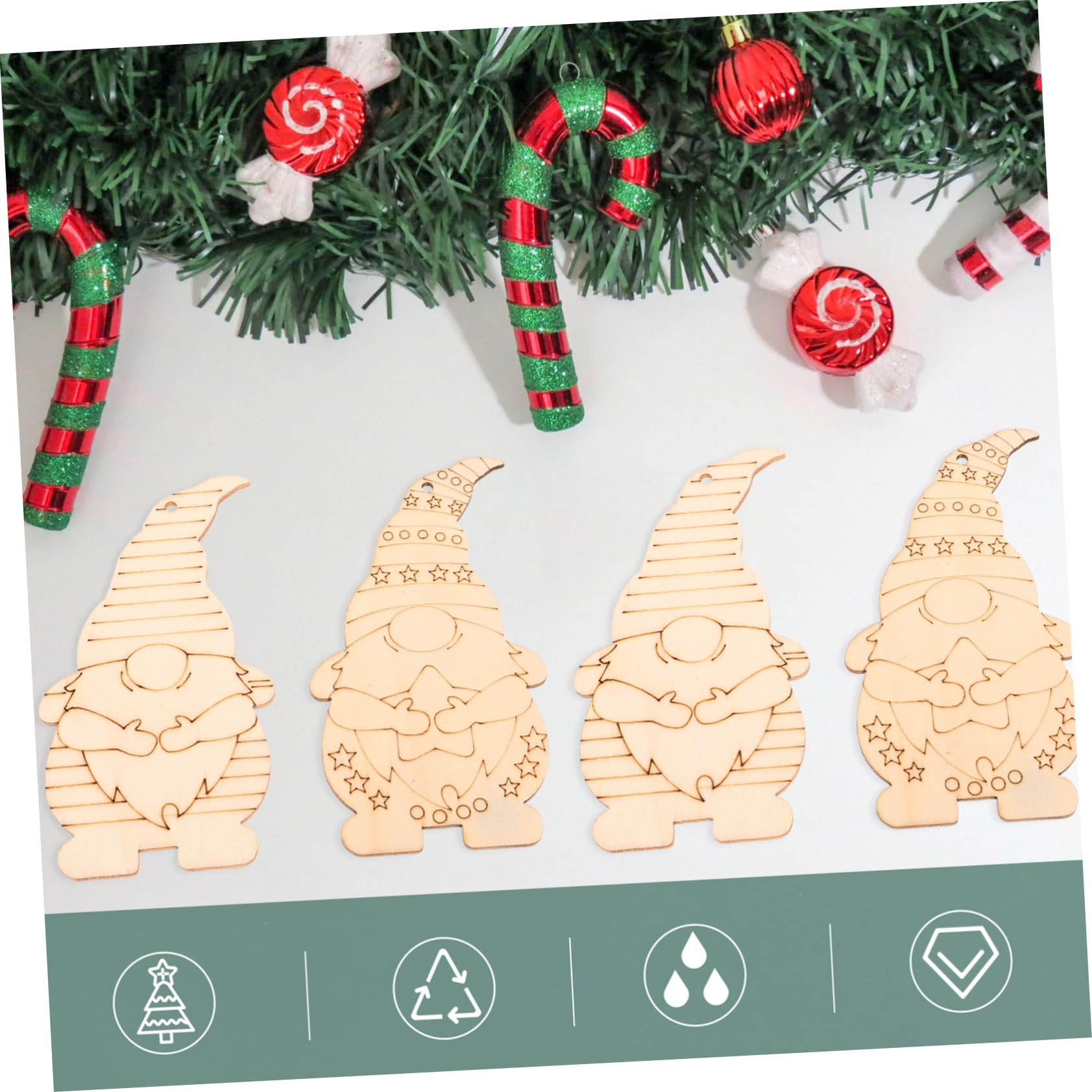 Operitacx 140 Piezas Colgante Enano Adornos Para Arboles De Navidad Colgante De Árbol De Navidad Rebanadas es De Adorno Del Árbol De o Navideño Khaki Madera