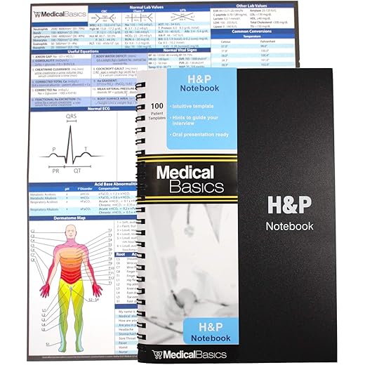 Medical Basics H&P Notebook, 100 templates