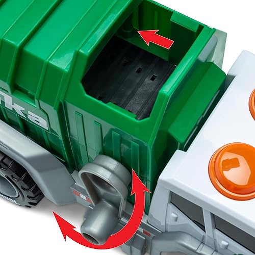 Miniatura 3 de Tonka, Crank and Haul - Camión de basura fabricado con plástico resistente, camión de construcción de juguete blanco y verde para niños, a partir de