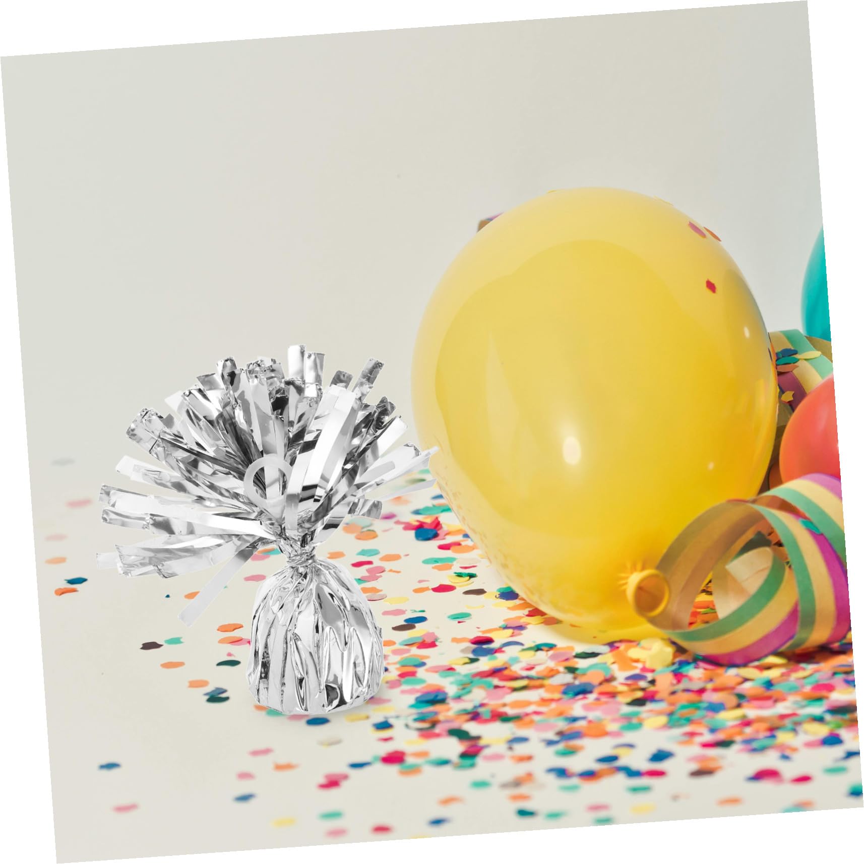 6 Stück Ballongewichte für Party und Hochzeit aus Pet und Zement Einfache Befestigung Elegantes Silbernes Design für Ballons und Festdekoration