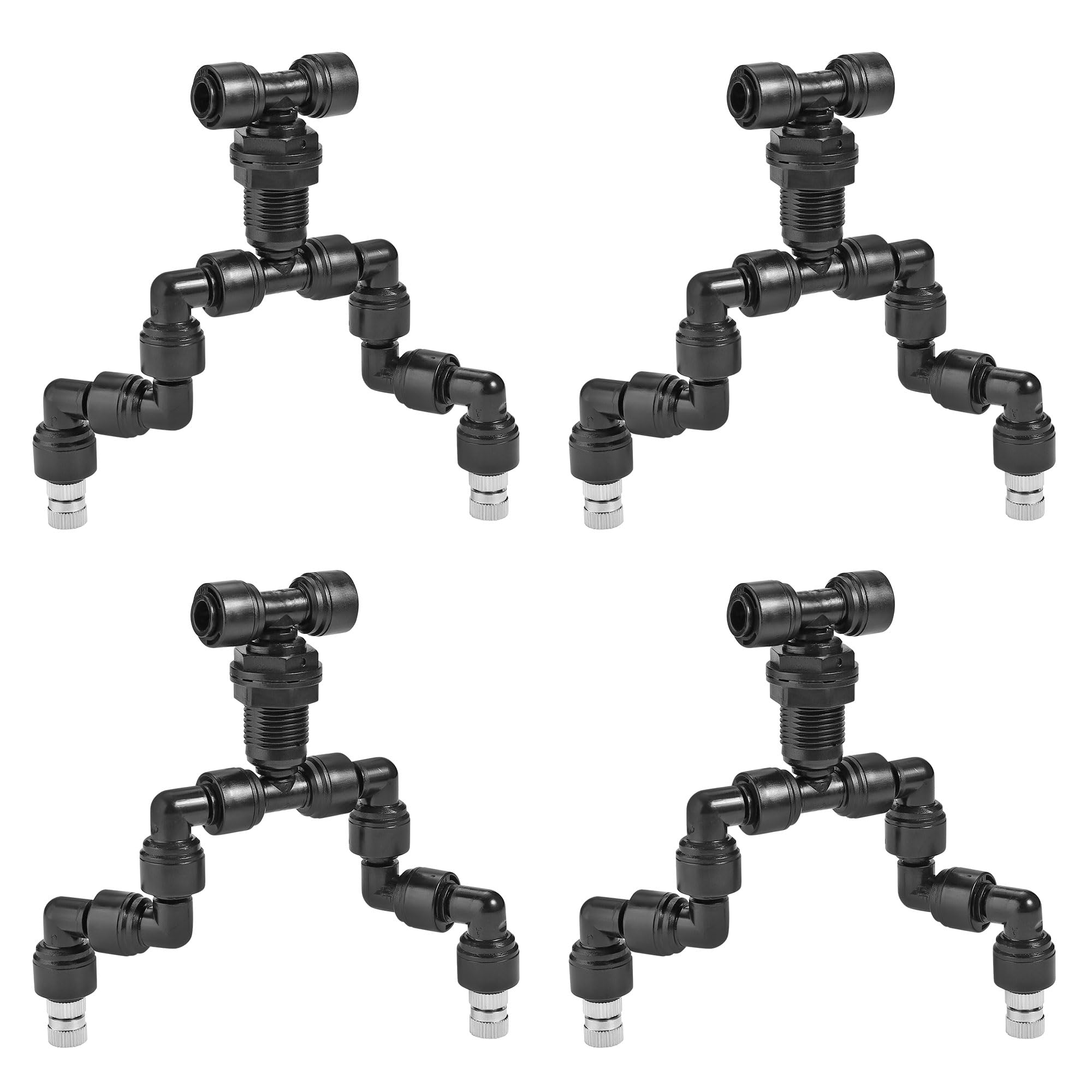 SOHNVWTGD 4Pcs Double Reptile Mister Nozzles, 1/4'' Reptile Misting Spray Nozzle 360 Degree Adjustable Detachable Nozzle Fine Mist Fogger for Terrarium, Aquarium Rainforest
