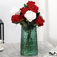 Vista 43 de Jarrón de vidrio transparente para flores, florero para ramo, jarrones de vidrio modernos, jarrones acanalados para sala de estar, dormitorio, mesa