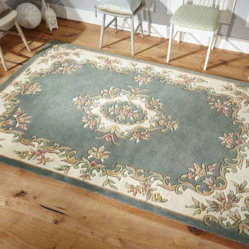 Tapete Premium de Lana Hecho a Mano Diseño Aubusson 5x7 pies