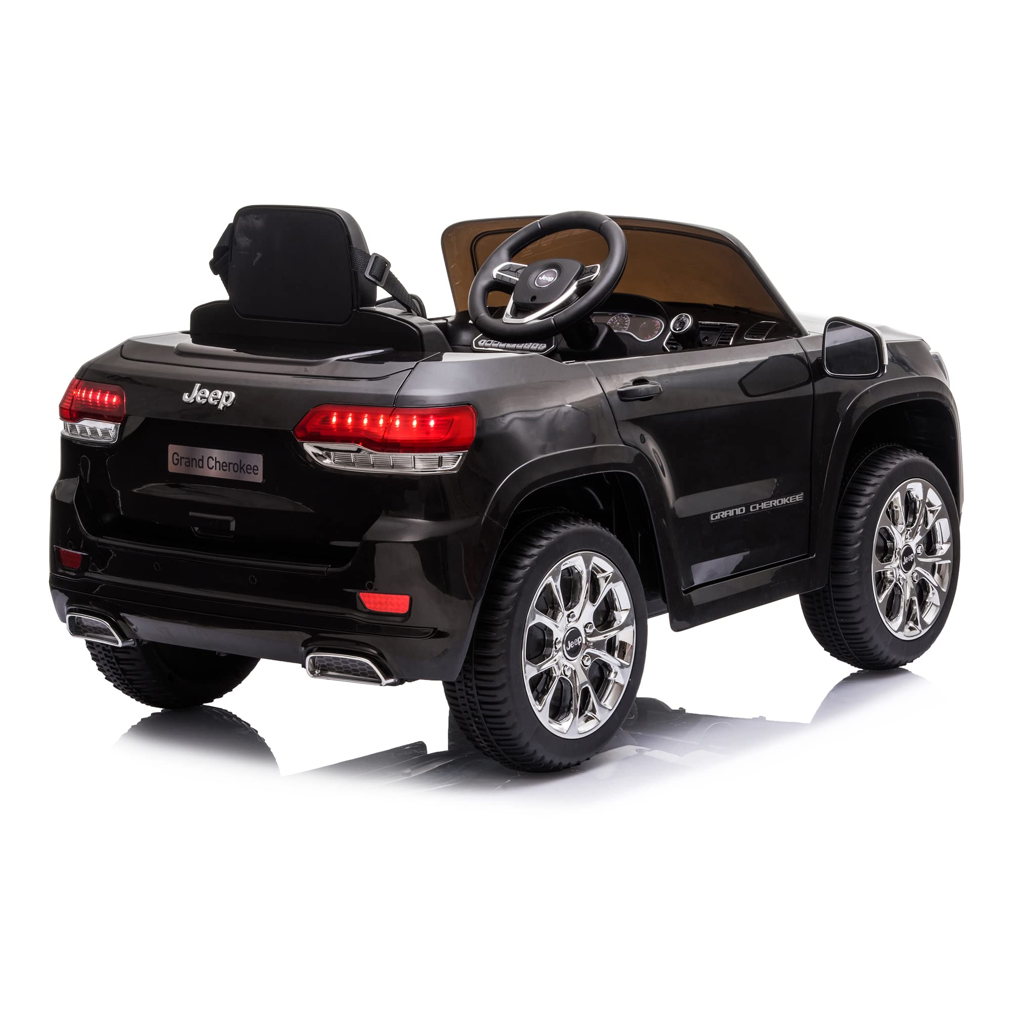 FEBER Jeep Cherokee Black 12V R/C, Auto elettrica, 1 posto, radiocomando: Fari con luce, 2 marce, acceleratore e freno elettrico, da 3 a 8 anni, Famosa (800013449)
