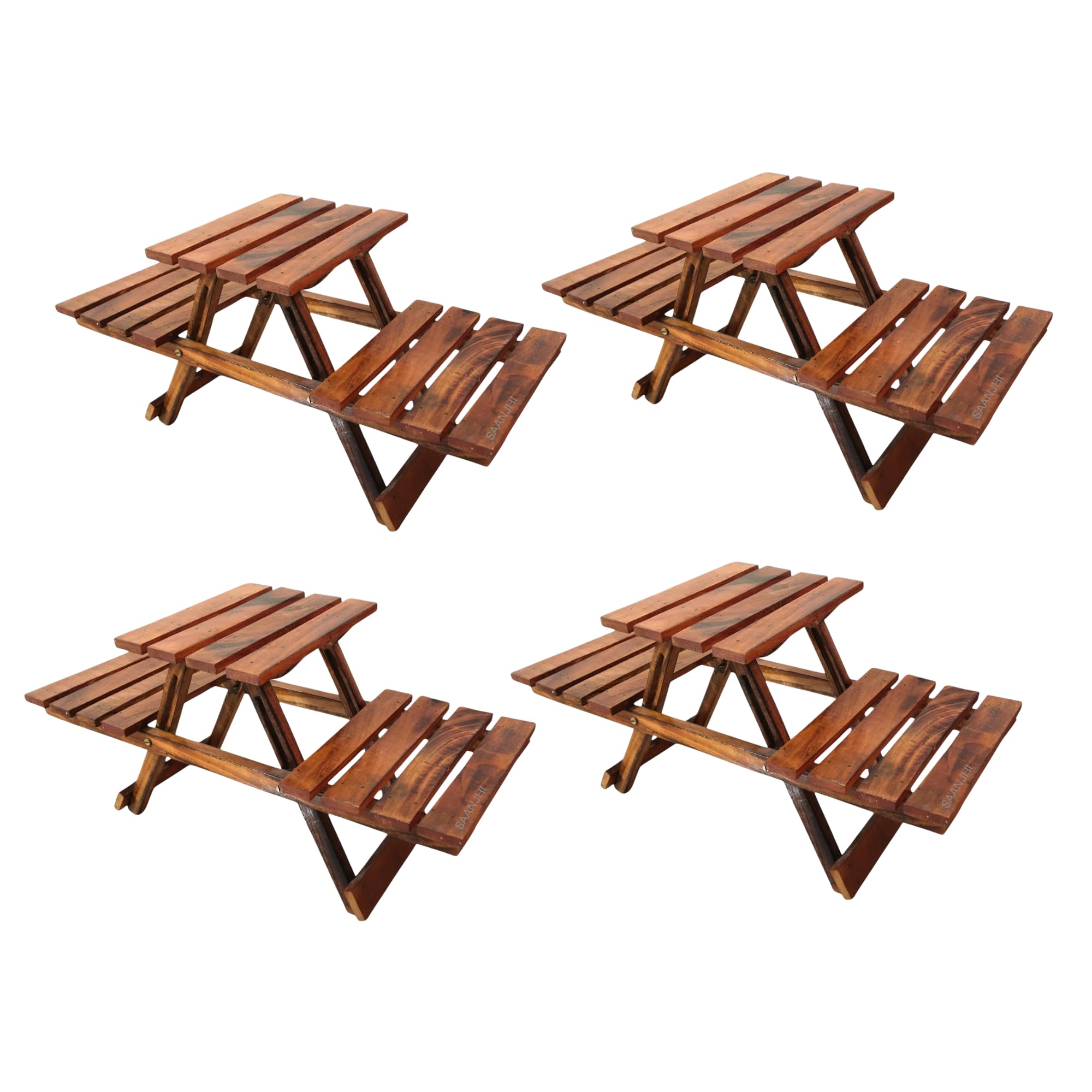 Handcrafted Wooden Multipurpose Folding Stool | Set of 4 | Wooden Home Décor & Utility |Durable Decorative Accessory-image-19