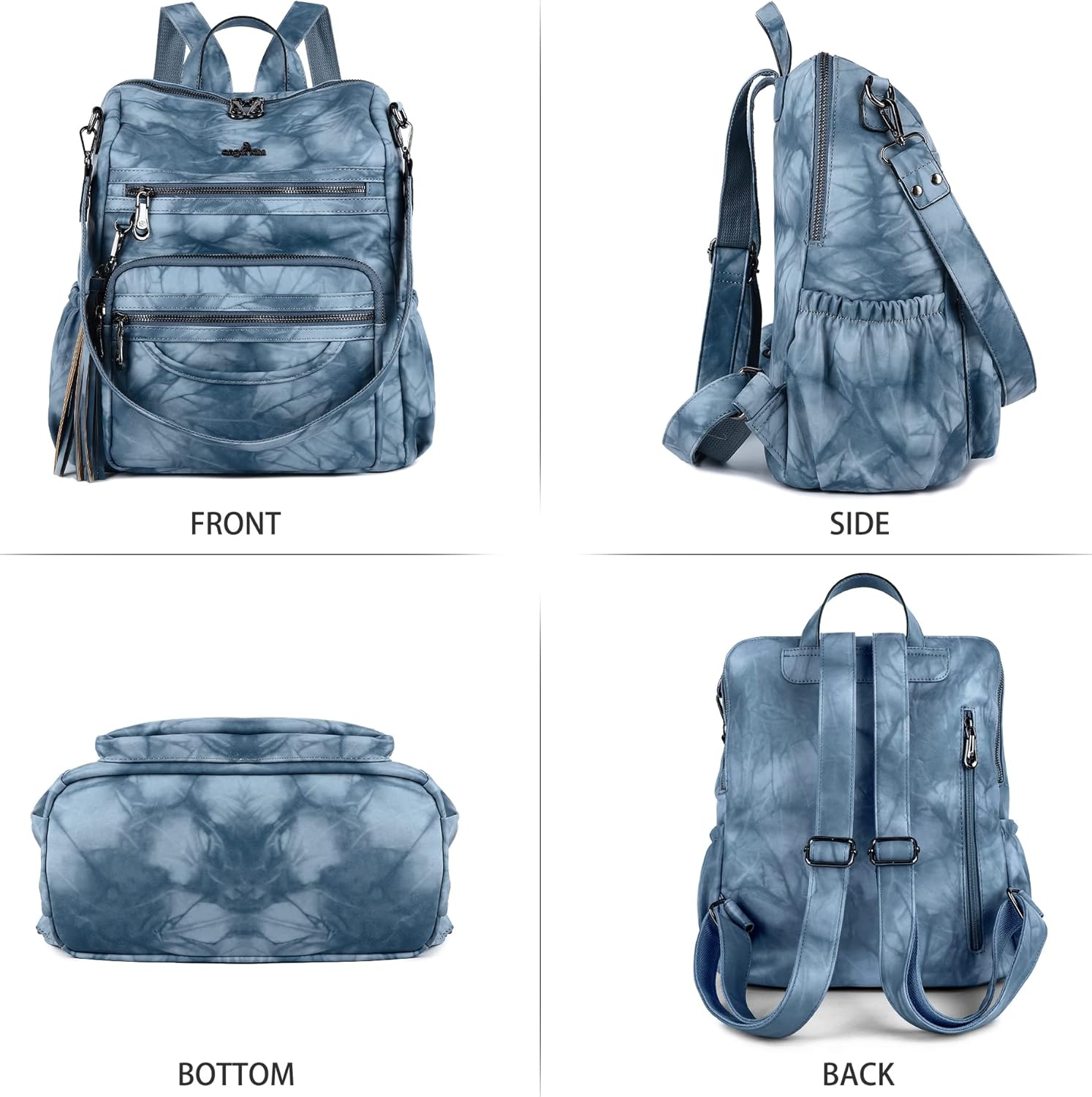 Angel Kiss Women's Backpacks & Purse - PU Leather Zipper Casual Backpacks & Shoulder Bags - Image 5