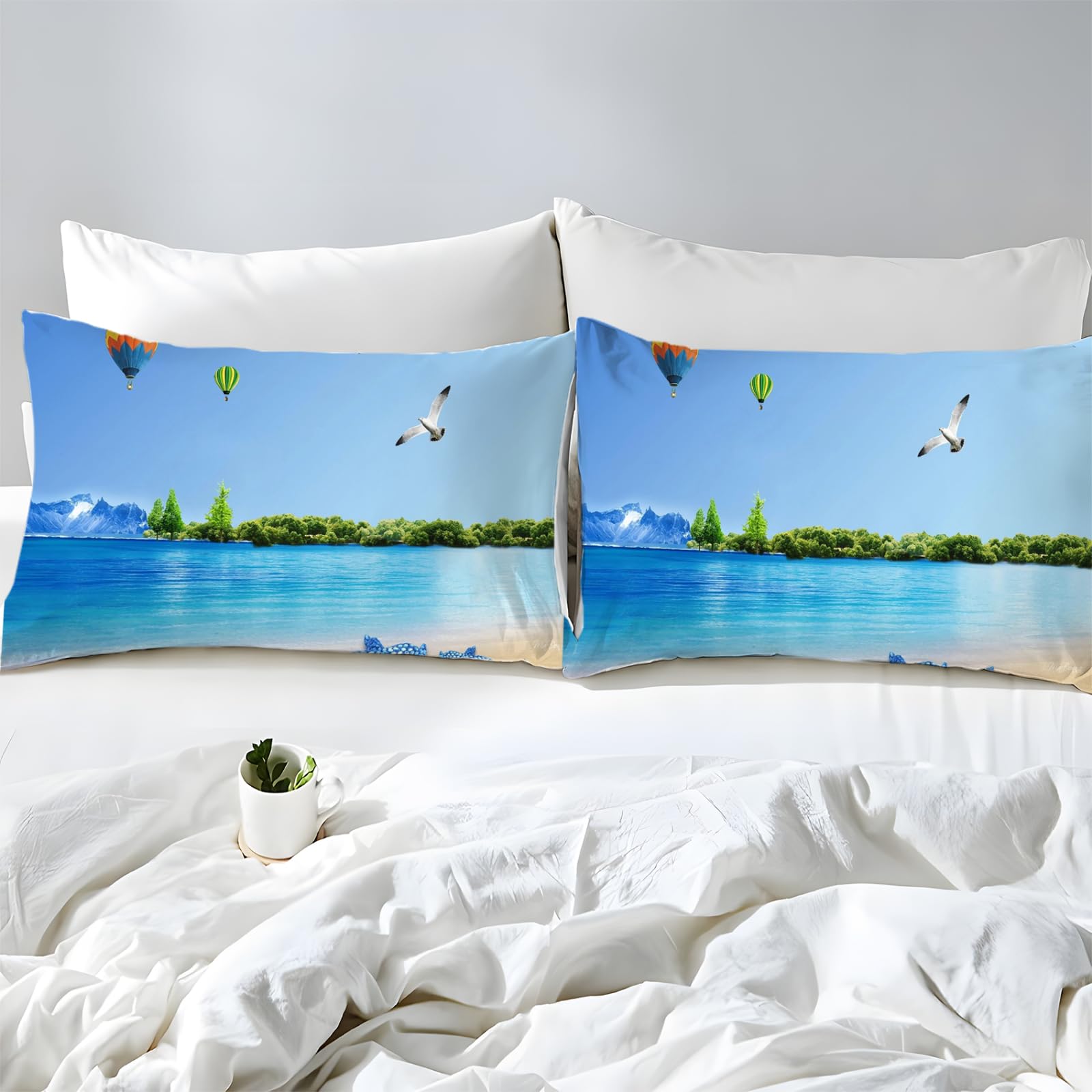 Copripiumino Matrimoniale Blu Oceano 250x200 Cm In Microfibra Ultra Morbida