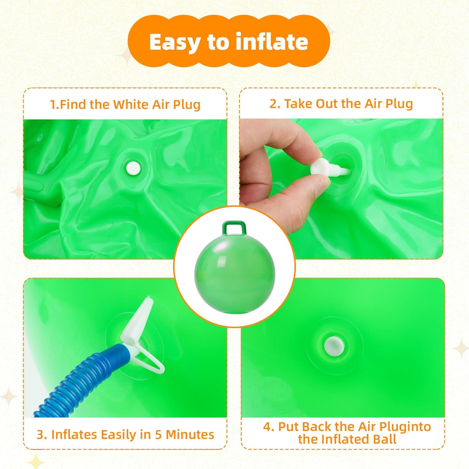 3P Bouncy Balls with Handle, 22in/55cm Sit and Spin Hopper Ball for Kids,Inflatable Jumping Ball Toy with Pump,Indoor Outdoor Fun Toys for Kids Ages 5-10 (Bouncy Ball-55cm)