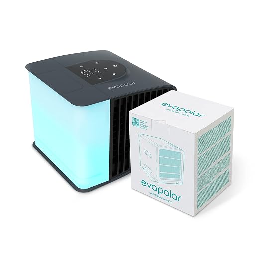 Bundle - 2 items: Evapolar evaSMART Personal Evaporative Air Cooler (Grey) and extra replacement cartridge