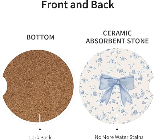 Miniatura 2 de Posavasos absorbentes para portavasos de automóvil, paquete de 2 posavasos universales antideslizantes de cerámica para mujeres y hombres de 2.56