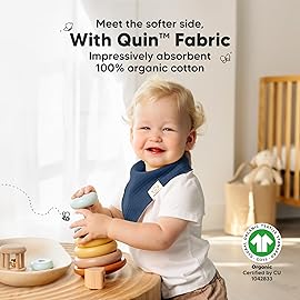 KeaBabies 8-Pack Bandana Bibs for Baby Girls, Boys - Organic Cotton Baby Bibs for Drooling & Teething Newborn, Toddler, Infant 0-36 months, Extra Soft, Absorbent Cloth with Snaps (Basic/Quin)