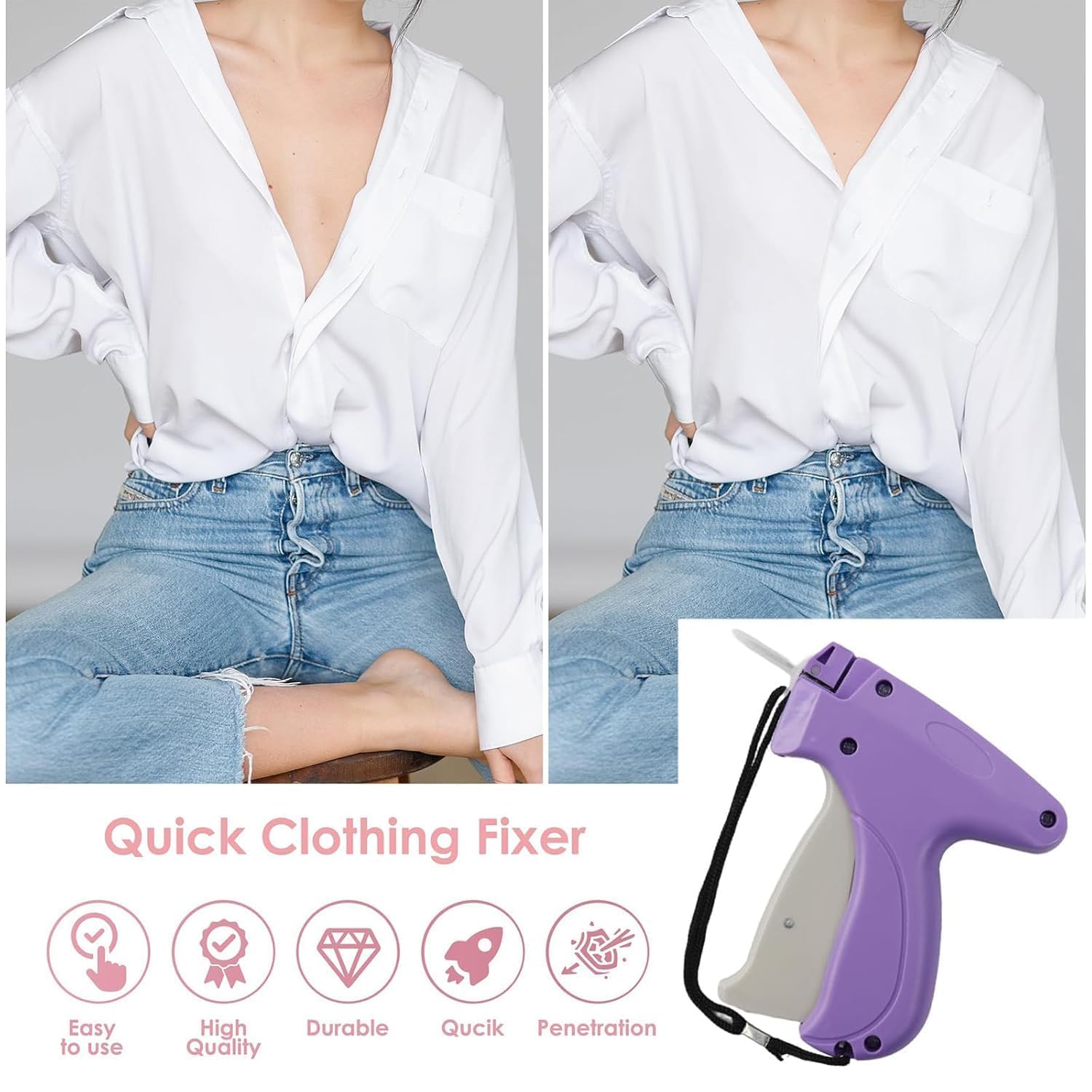 PIHARVA Mini Tag Gun for Clothes – Quick Clothing Fixer Stitch Gun for Tailoring, Sewing & Price Labeling with 5 Needles and 1000 Glue Needles 2
