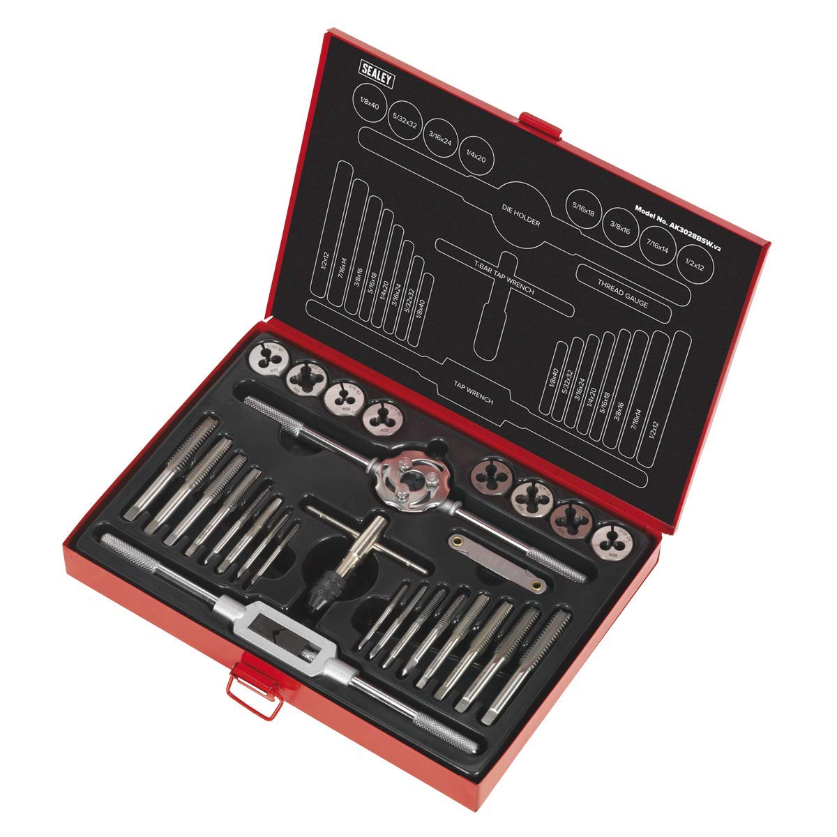 Image secondaire de Sealey Ak3028bsw Tap & Die Set 28PC Split Dies Imperial BSW