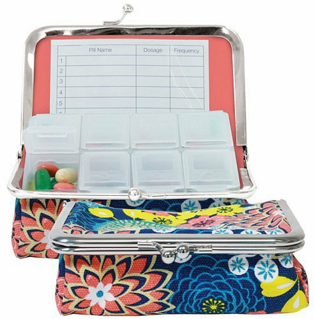 Wellspring Weekly Pill Case - Coral Skies Lucky Garden