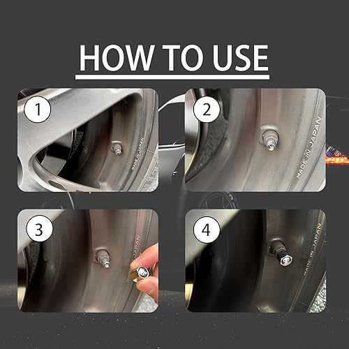 Vista 60 de Ajxn Paquete de 4 tapones de válvula de neumático de rueda de automóvil, tapas herméticas a prueba de polvo, tapones universales para válvulas