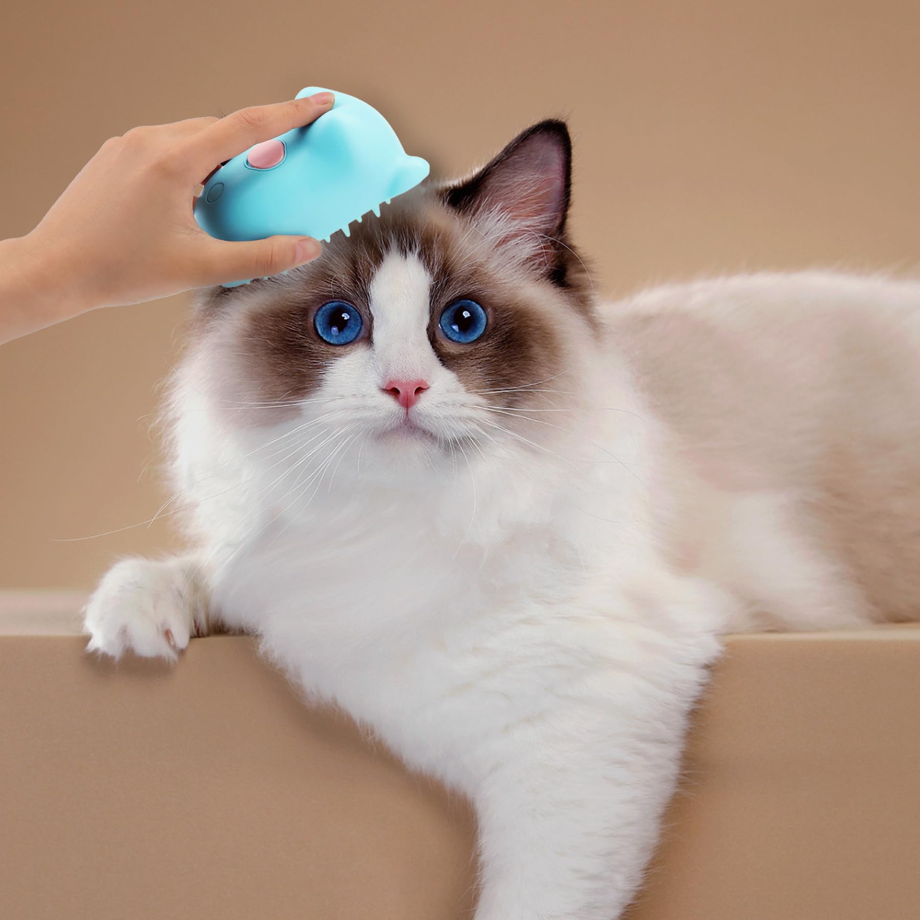 Spazzola a vapore per gatti, spazzola 3 in 1 per gatti a vapore per spargimento di capelli, spazzola per toelettatura con vapore, spazzola ricaricabile in silicone per animali domestici, per cani e