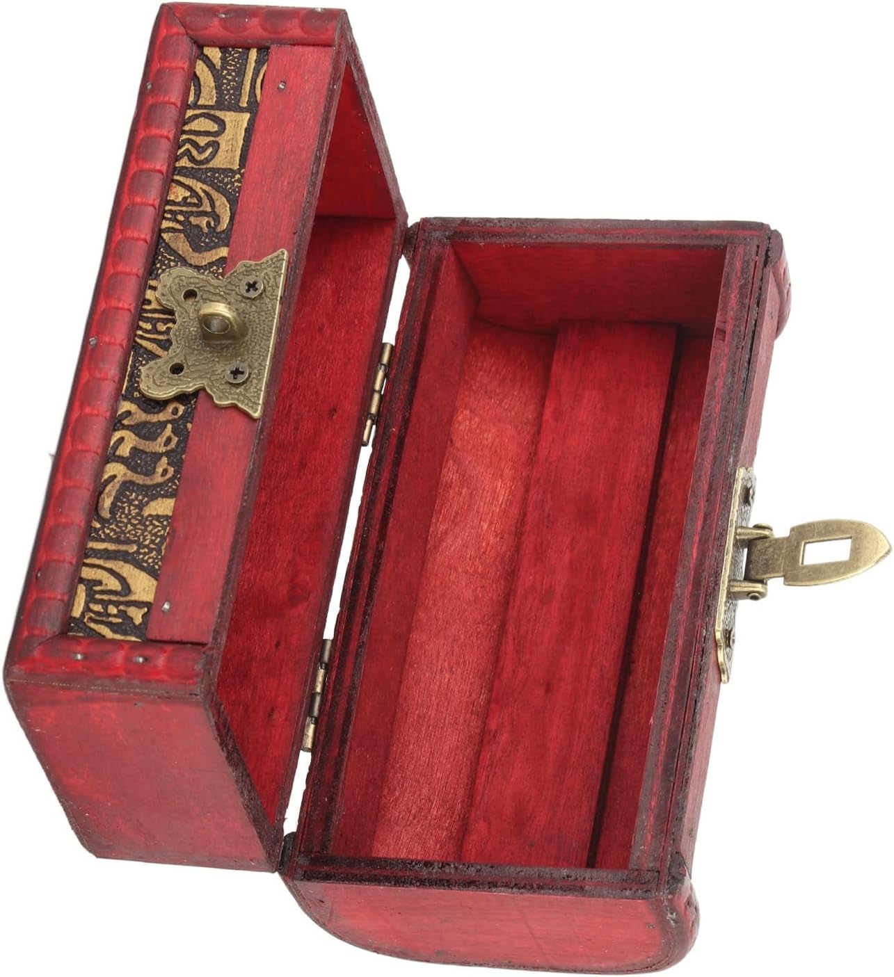 Walfront Vintage Wooden Jewelry Box, open to reveal its interior