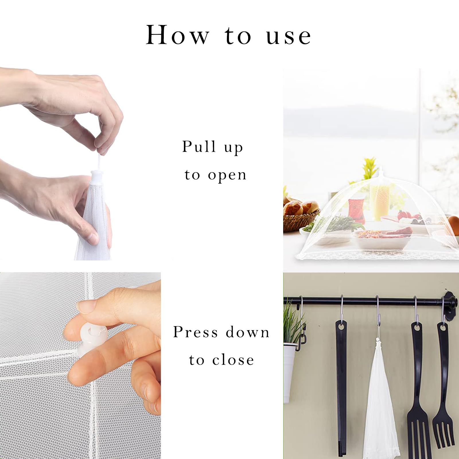 4 Stück Fliegenhauben Für Lebensmittel 32x32cm - Metall Rahmen Mit Nylonnetz