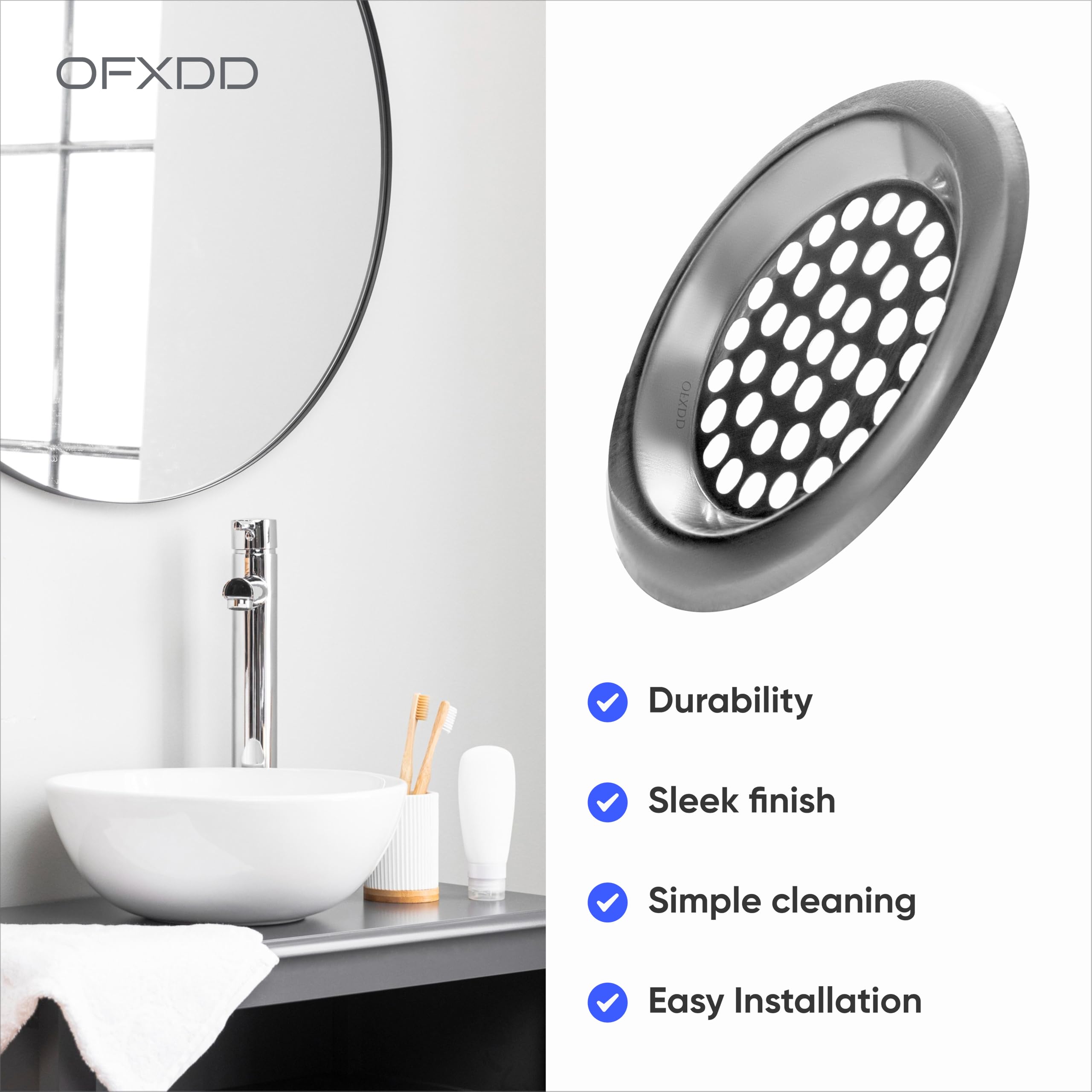 Filtro per lavello da cucina e bagno, in acciaio inox, per vasca da bagno, protezione per lo scarico del lavandino, filtro per scarico del lavello (confezione da 3
